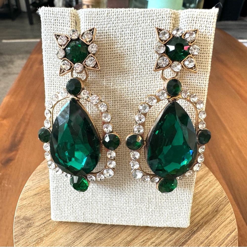 Green Gem Glamour Earrings